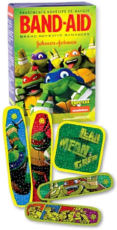 Medibadge Band-Aid Adhesive Strip 1/2 Inch / 5/8 X 2-1/4 Inch / 3 X 3/4 Inch Plastic Rectangle / Square Kid Design (Teenage Mutant Ninja Turtles) Sterile - AB164