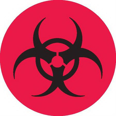 Market Lab - Pre-Printed Label Warning Label Red Paper Biohazard / Symbol Black Biohazard 3/4 Inch - 8044