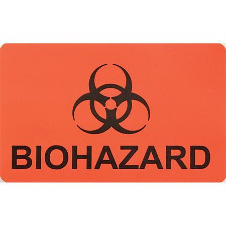 Market Lab Inc Pre-Printed Label Warning Label BIOHAZARD Orange 1-1/2 X 2-1/2 Inch - 1022