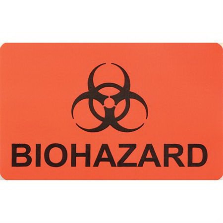 Market Lab - Pre-Printed Label Warning Label Red Paper Biohazard Black Biohazard 1-3/4 X 2-3/4 Inch - 1022