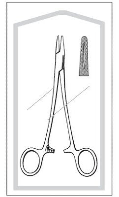 Sklar - Needle Holder 5 Inch Length Blunt, Straight, Serrated Finger Ring Handle - 96-2599