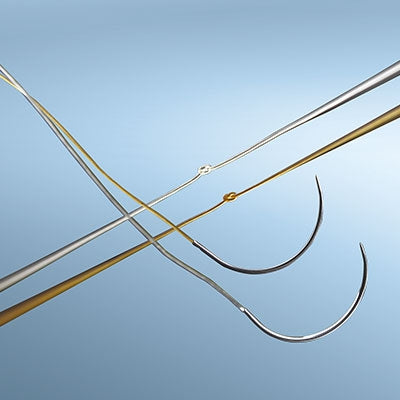 Aesculap Softcat Plain Suture with Needle Absorbable Uncoated Undyed Suture Plain Gut Size 4-0 75 cm Suture 1-Needle 19 mm Length 3/8 Circle Reverse Cutting Needle - C0652210