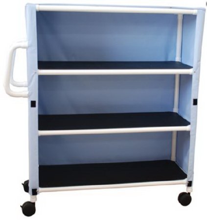 Mjm International - Linen Cart with Cover 3 Shelves 125 lbs. per Shelf Weight Capacity PVC 4 Inch Twin Casters - 345-3C-4