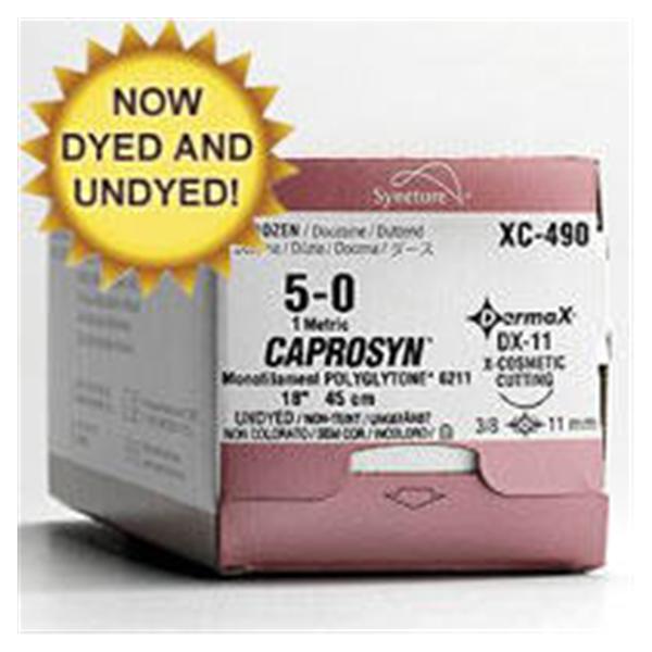 Medtronic MITG-Covidien Suture 5-0 Glycolide/Lactide P-12 Caprosyn Undyed 18" Monofilament 12/Ca - SC5616G