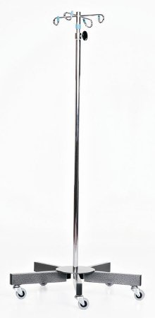 Mid Central Medical - IV Stand 4-Hook Five 2 Inch Scuff-Resistant Caster, 24 Inch Diameter Epoxy Coated Base - MCM202