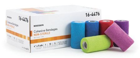 McKesson McKesson Cohesive Bandage 4 Inch X 5 Yard Standard Compression Self-adherent Closure Purple / Pink / Green / Light Blue / Royal Blue / Red NonSterile - 16-4476