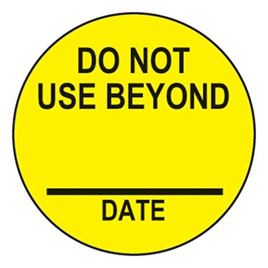 Health Care Logistics Indeed Pre-Printed Label Auxiliary Label Do Not Use Beyond Date Yellow 3/4 Inch - 18333