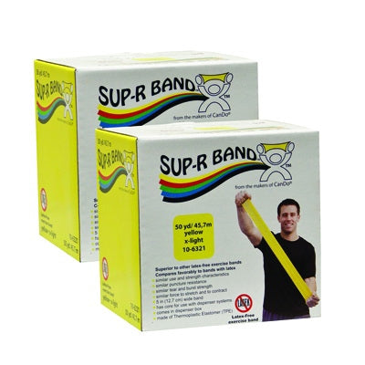 Fabrication Enterprises Sup-R Band Twin-Pak Exercise Resistance Band Yellow 5 Inch X 50 Yard X-Light Resistance - 1618664