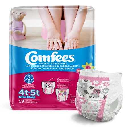 Comfees - Female Toddler Training Pants Pull On with Tear Away Seams Size 4T to 5T Disposable Moderate Absorbency - CMF-G4