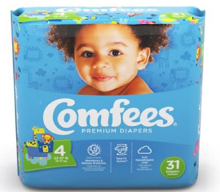 Attends Healthcare Products Comfees Baby Diaper Tab Closure Size 4 Disposable Moderate Absorbency - 41540