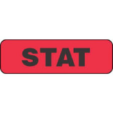 PDC - Pre-Printed Label pdc Advisory Label Red Paper STAT Black Alert Label 3/8 X 1-1/4 Inch - 59702043