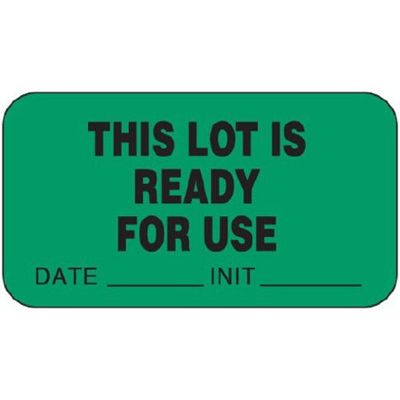 PDC - Pre-Printed Label pdc Advisory Label Green Paper THIS LOT IS READY FOR USE/DATE__INIT__ Black Alert Label 7/8 X 1-5/8 Inch - 59704160