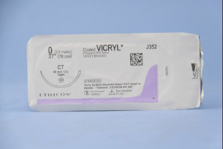 Coated Vicryl - Suture with Needle Absorbable Coated Violet Suture Braided Polyglactin 910 Size 1 27 Inch Suture 1-Needle 40 mm Length 1/2 Circle Taper Point Needle - J353H