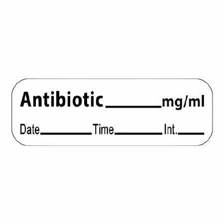 Precision Dynamics Pre-Printed Label Anesthesia Label Antibiotic___ mg/mL/Date___Time___Int.___ White 1/2 X 1-1/2 Inch - LAN-35