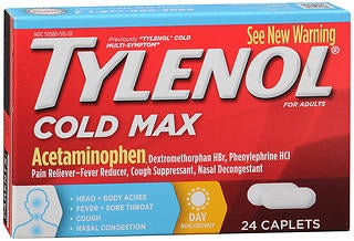 J & J Sales Tylenol Cold Max Cold and Cough Relief 325 mg - 10 mg - 5 mg Strength Caplet 24 per Box - 50580051501