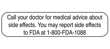 Health Care Logistics Indeed Pre-Printed Label Advisory Label Call Your Doctor for Medical Advice About Side Effects. You May Report Side Effects to FDA at 1-800-FDA-1088 White 3/8 X 1-5/8 Inch - 2101
