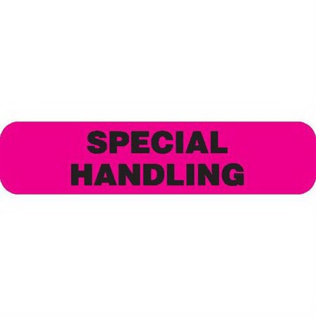 Market Lab - Pre-Printed Label Laboratory Use Flourescent Pink Paper Special Handling Black Lab / Specimen 3/4 X 1-3/5 Inch - 6451