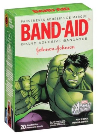 Band-Aid - Adhesive Strip 5/8 X 2-1/4 Inch / 3/4 X 3 Inch Plastic Rectangle / Spot Kid Design (Avengers) Sterile - 10381371162823