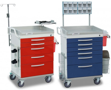 Detecto Scale Detecto Whisper Series Emergency Cart Aluminum 22 X 28 X 42 Inch 5 Drawers Red - WC33669RED