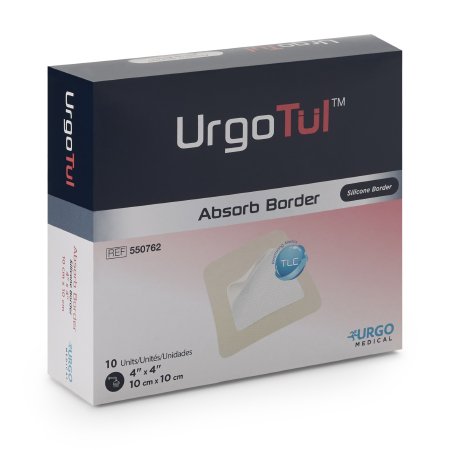 UrgoTul - Silicone Foam Dressing 4 X 4 Inch Square Silicone Adhesive with Border Sterile - 550762