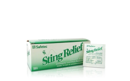 Safetec of America Sting and Bite Relief 150 per Box Towelette Individual Packet - 52014