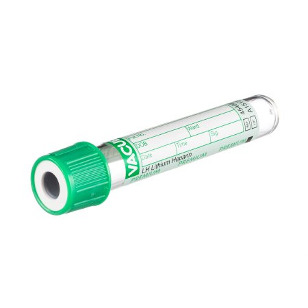 Vacuette - VACUETTE Venous Blood Collection Tube Analyte Determination Lithium Heparin Additive 13 X 75 mm 1 mL Green / White Ring Screw Cap Polyethylene Terephthalate (PET) Tube - 454081