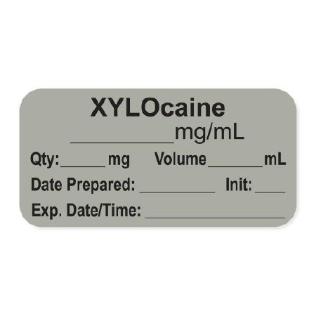 Precision Dynamics Pre-Printed Label Anesthesia Label XYLOcaine____mg/mL/Qty:___mg Volume_____mL/Date Prepared:____Init___/Exp.Date/Time:____ Gray 3/4 X 1-1/2 Inch - LAN-2-105