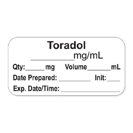Precision Dynamics Pre-Printed Label Anesthesia Label Taradol____mg/mL/Qty:___mg Volume_____mL/Date Prepared:____Init___/Exp.Date/Time:____ White 3/4 X 1-1/2 Inch - LAN-2-201