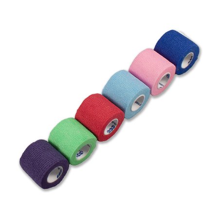 Dynarex Sensi-Wrap Cohesive Bandage 2 Inch X 5 Yard Standard Compression Self-adherent Closure Red / Green / Purple / Dark Blue / Pink / Light Blue NonSterile - 3216