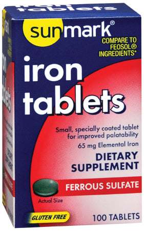 McKesson sunmark Mineral Supplement Iron 65 mg Strength Tablet 100 per Box - 1093954944