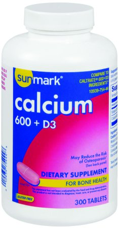 McKesson sunmark Joint Health Supplement Calcium / Vitamin D3 600 mg - 800 IU Strength Tablet 300 per Box - 10939075444