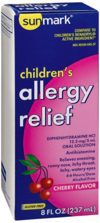 McKesson sunmark Children's Allergy Relief 12.5 mg / 5 mL Strength Liquid 8 oz. - 49348004537