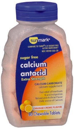 McKesson sunmark Antacid 750 mg - 300 mg Strength Chewable Tablet 80 per Bottle - 49348005539