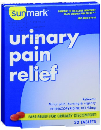 McKesson sunmark Urinary Pain Relief 95 mg Strength Phenazopyridine HCL Tablet 30 per Box - 49348007644