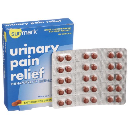 sunmark - Urinary Pain Relief 95 mg Strength Phenazopyridine HCL Tablet 30 per Box - 49348007644