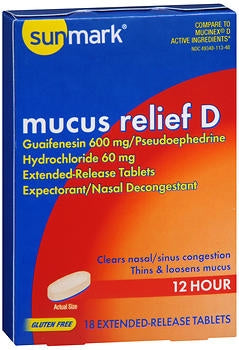 McKesson sunmark Sinus Relief 600 mg - 60 mg Strength Tablet 18 per Box - 49348011348