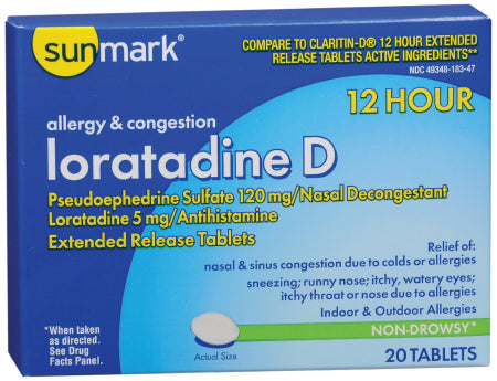 McKesson sunmark Allergy Relief 5 mg - 120 mg Strength Extended Release Tablet 20 per Box - 49348018347