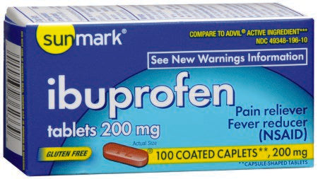 McKesson sunmark Pain Relief 200 mg Strength Ibuprofen Tablet 100 per Bottle - 49348019610
