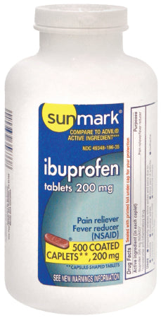 McKesson sunmark Pain Relief 200 mg Strength Ibuprofen Tablet 500 per Bottle - 49348070614