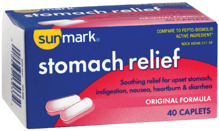 McKesson sunmark Anti-Diarrheal 262 mg Strength Caplet 40 per Bottle - 49348051159