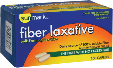 McKesson sunmark Laxative Caplet 100 per Bottle 500 mg Strength Methyl Cellulose - 49348054110