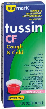 McKesson sunmark Cold and Cough Relief 10 mg - 100 mg - 5 mg / 5 mL Strength Liquid 4 oz. - 49348073734