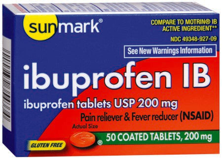 sunmark - Pain Relief 200 mg Strength Ibuprofen Tablet 50 per Bottle - 49348092709