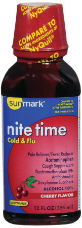 McKesson sunmark Cold and Cough Relief 650 mg - 30 mg - 12.5 mg / 30 mL Strength Liquid 12 oz. - 49348006139