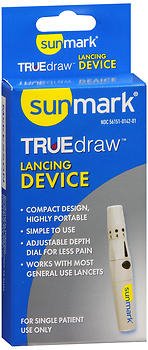 McKesson sunmark TRUEdraw Lancing Device Adjustable Depth Lancet 5 Depth Trigger Button - 56151014201