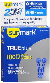 McKesson sunmark TRUEplus Lancet Twist Top Lancet Needle 30 Gauge Twist Top - 56151014401