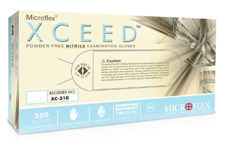 Microflex Medical XCEED Exam Glove Small NonSterile Nitrile Standard Cuff Length Textured Fingertips Blue Not Chemo Approved - XC-310-S