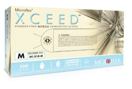 Microflex Medical XCEED Exam Glove Medium NonSterile Nitrile Standard Cuff Length Textured Fingertips Blue Not Chemo Approved - XC-310-