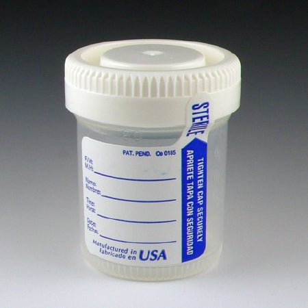 Globe Scientific Tite-Rite Specimen Container with Temperature Strip Polypropylene Patient Information Screw Cap 60 mL (2 oz.) Sterile - 6523TP