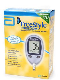 Abbott FreeStyle Freedom Lite Blood Glucose Meter 5 Seconds Stores Up To 400 Results No Coding - 99073070914